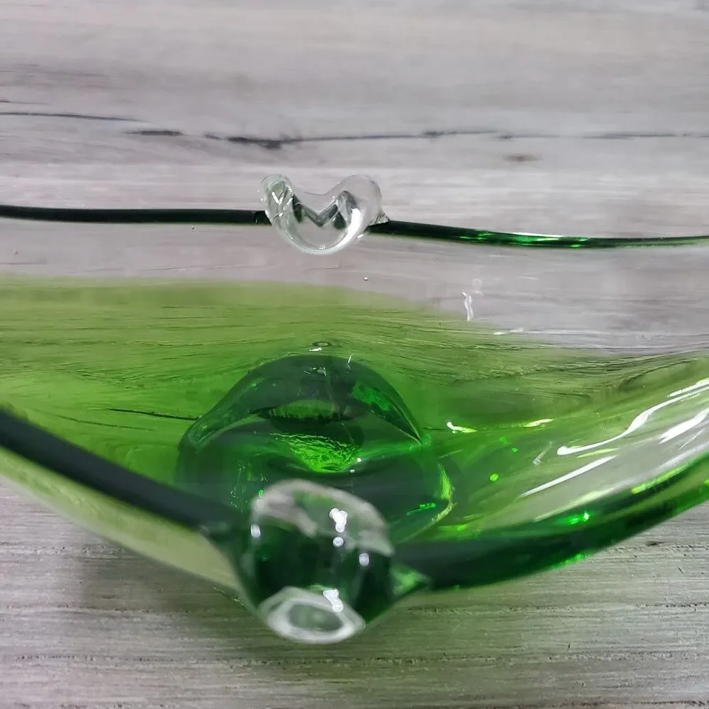 Vintage Art Glass Gondola Boat Green Sommerso Mid Century Italy